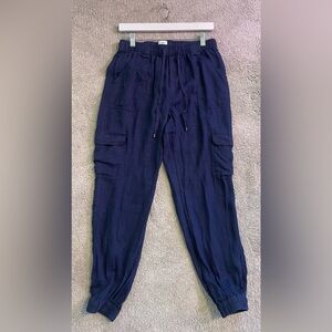 Nicole Miller Dark Blue Linen Cargo Pants/Joggers